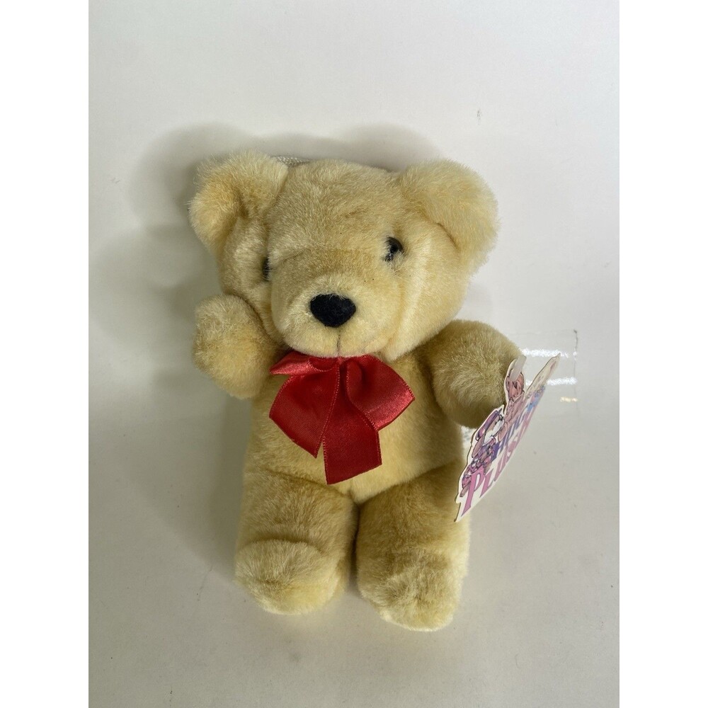 VTG 1991 Commonwealth Teddy Bear Plush Stuffed Animal Toy With Red Bow